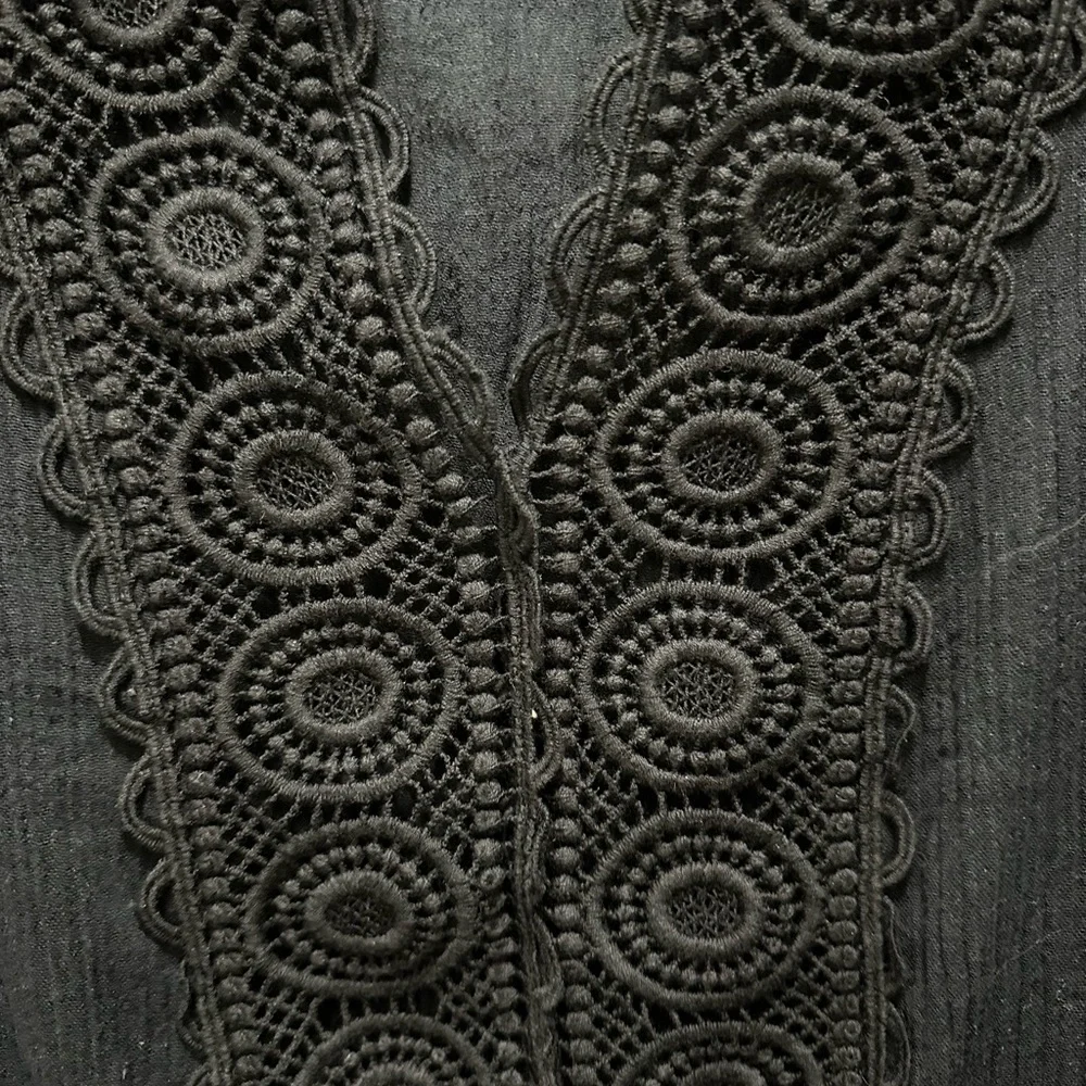 La Blanca V Neck Black Crochet Swim Cover - Picture 4 of 5